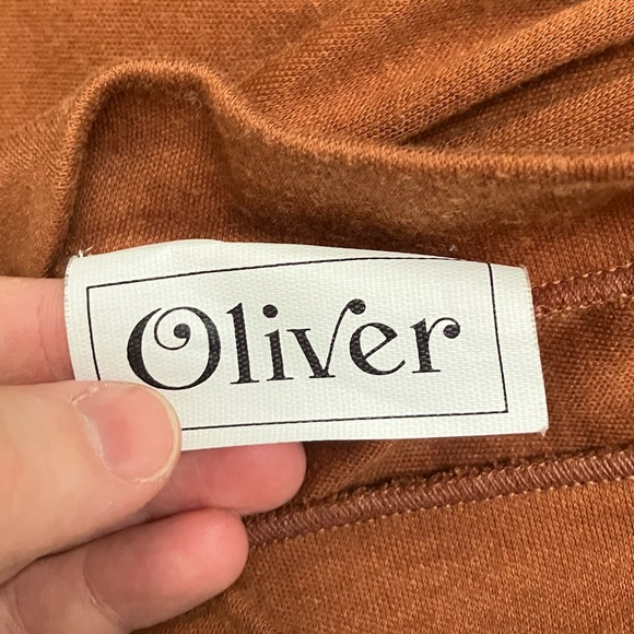 VINTAGE Oliver Dark Caramel Batwing Elbow Sleeve Top Adjustable Tie One Size - Picture 7 of 8